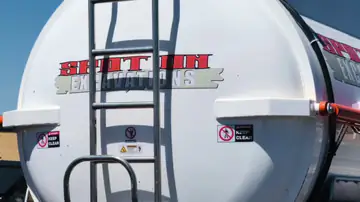Spot On vacuum truck tank on a regional rail job.