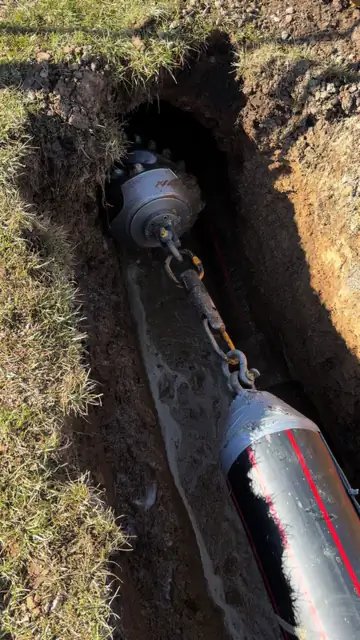 250 mm pipe being pulled back into a bore in Canberra.