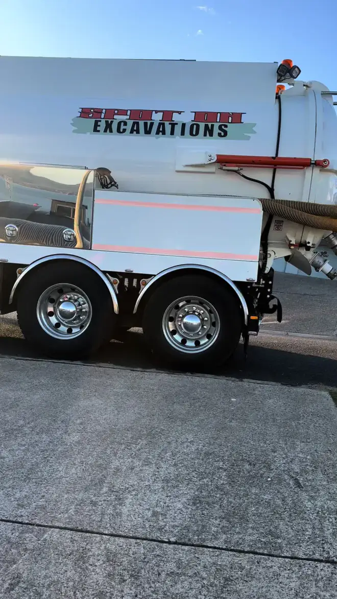 Spot On vac truck on a pit and pipe installation in Eden on the NSW South Coast.